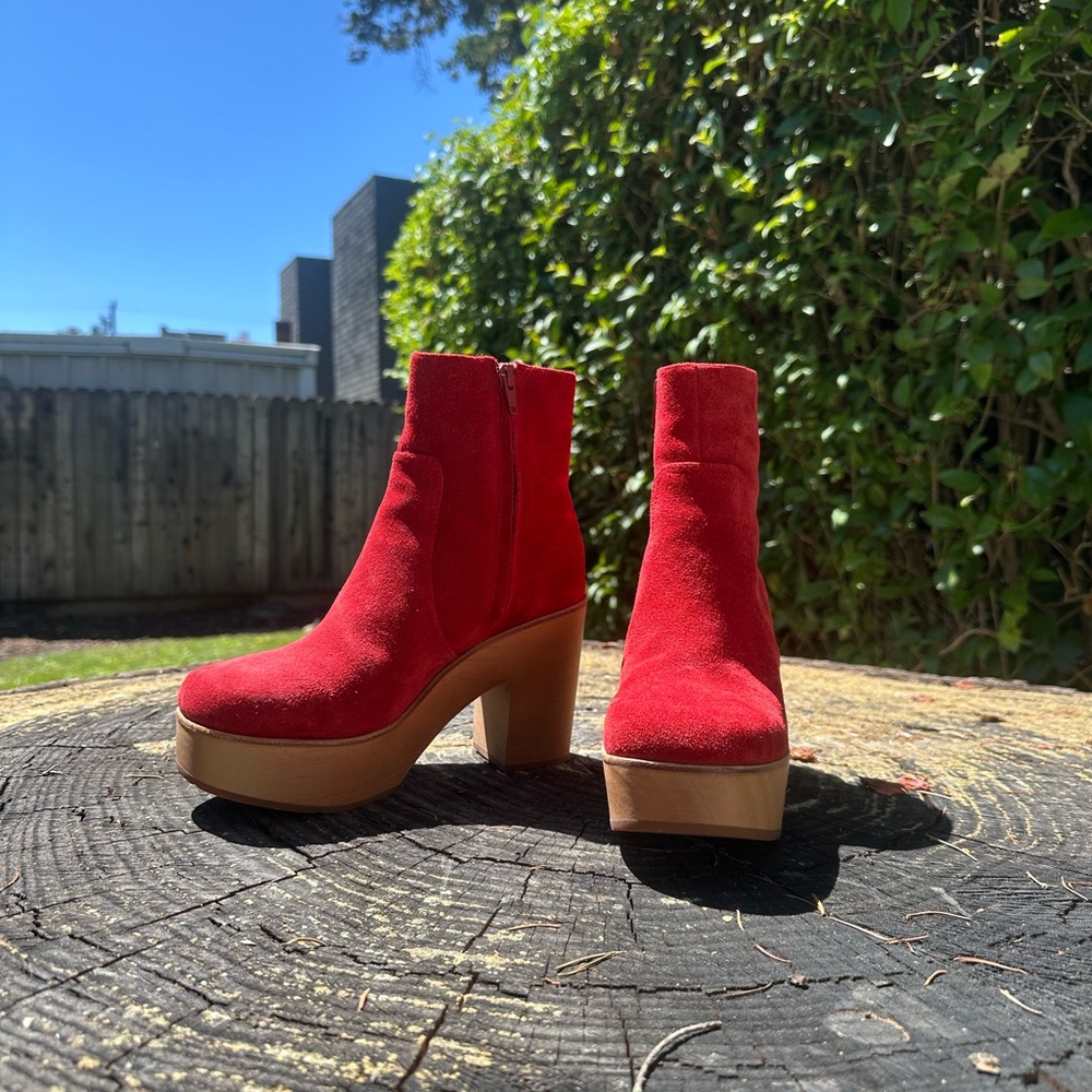 Charlotte Stone Bold Red Suede Heeled Boots
